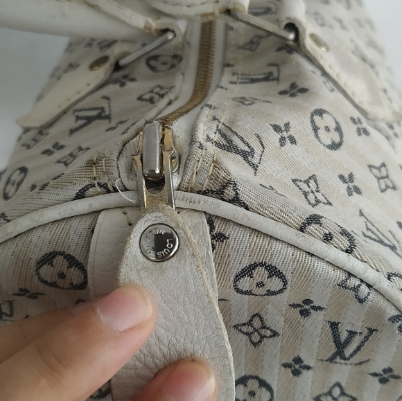 Vintage monogram Mini Lin Canvas 30 Bag Satchel Cream - Picture 9 of 16